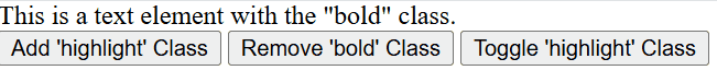 Add highlight class, remove bold class, or toggle highlight class.