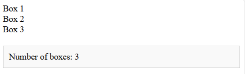 Get/display elements by class name, number of elements.