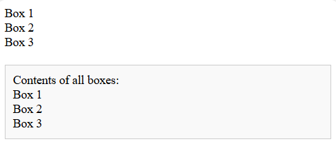 Get/display elements by class name, display contents of each element.